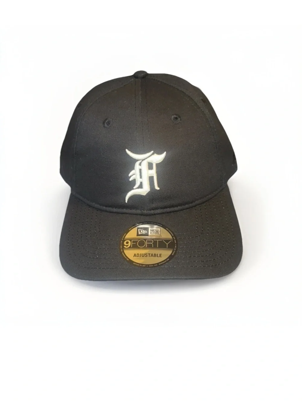 New Era Black Cap with White Gothic 'F' Embroidery - Picture 1 of 10